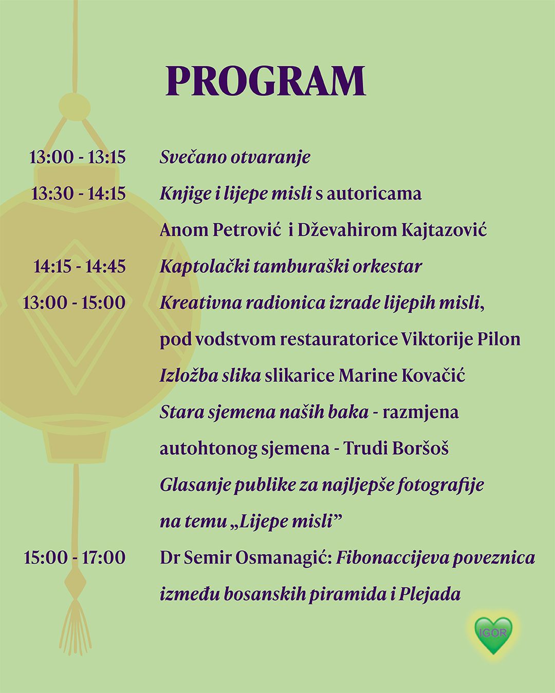 Festival lijepih misli program